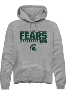Jeremy Fears  Rally Michigan State Spartans Mens Graphite NIL Stacked Box Long Sleeve Hoodie