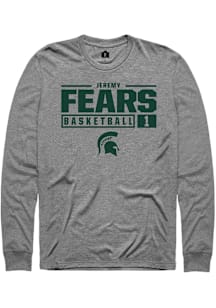 Jeremy Fears  Michigan State Spartans Graphite Rally NIL Stacked Box Long Sleeve T Shirt