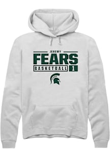 Jeremy Fears  Rally Michigan State Spartans Mens White NIL Stacked Box Long Sleeve Hoodie