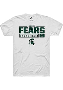 Jeremy Fears  Michigan State Spartans White Rally NIL Stacked Box Short Sleeve T Shirt