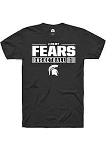 Jeremy Fears  Michigan State Spartans Black Rally NIL Stacked Box Short Sleeve T Shirt