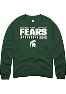 Jeremy Fears  Rally Michigan State Spartans Mens Green NIL Stacked Box Long Sleeve Crew Sweatshirt