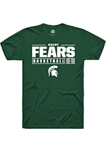 Jeremy Fears  Michigan State Spartans Green Rally NIL Stacked Box Short Sleeve T Shirt