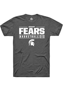 Jeremy Fears  Michigan State Spartans Grey Rally NIL Stacked Box Short Sleeve T Shirt