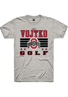 Jack Vojtko Ash Ohio State Buckeyes NIL Striped Short Sleeve T Shirt