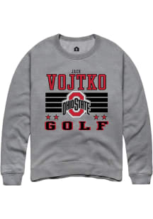 Jack Vojtko Rally Mens Grey Ohio State Buckeyes NIL Striped Crew Sweatshirt