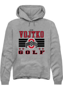 Jack Vojtko Rally Mens Grey Ohio State Buckeyes NIL Striped Hooded Sweatshirt