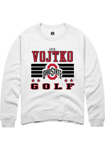 Jack Vojtko Rally Mens White Ohio State Buckeyes NIL Striped Crew Sweatshirt