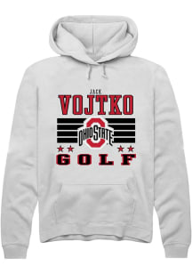 Jack Vojtko Rally Mens White Ohio State Buckeyes NIL Striped Hooded Sweatshirt