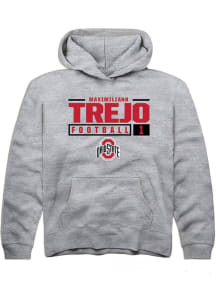 Maximiliano Trejo Rally Youth Grey Ohio State Buckeyes NIL Stacked Box Long Sleeve Hooded Sweats..