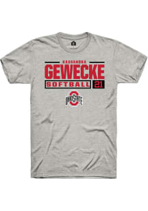 Kassandra Gewecke Ash Ohio State Buckeyes NIL Stacked Box Short Sleeve T Shirt