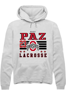 Maddy Paz  Rally Ohio State Buckeyes Mens White NIL Striped Long Sleeve Hoodie