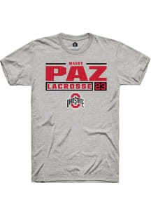 Maddy Paz Ash Ohio State Buckeyes NIL Stacked Box Short Sleeve T Shirt