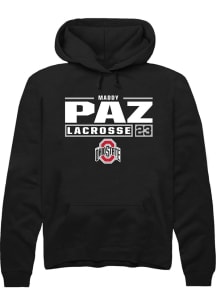 Maddy Paz Rally Mens Black Ohio State Buckeyes NIL Stacked Box Hooded Sweatshirt