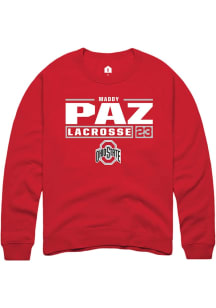 Maddy Paz Rally Mens Red Ohio State Buckeyes NIL Stacked Box Crew Sweatshirt