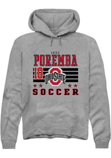 Anika Poremba  Rally Ohio State Buckeyes Mens Grey NIL Striped Long Sleeve Hoodie