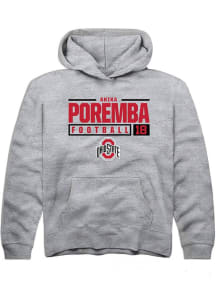Anika Poremba Rally Youth Grey Ohio State Buckeyes NIL Stacked Box Long Sleeve Hooded Sweatshirt