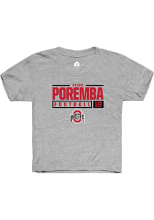 Anika Poremba Rally Youth Grey Ohio State Buckeyes NIL Stacked Box Short Sleeve T-Shirt
