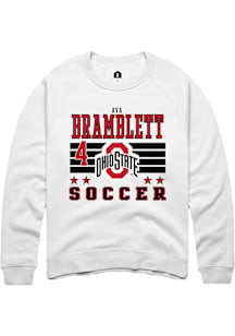 Ava Bramblett  Rally Ohio State Buckeyes Mens White NIL Striped Long Sleeve Crew Sweatshirt