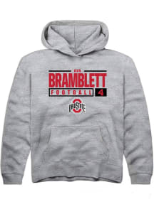 Ava Bramblett Rally Youth Grey Ohio State Buckeyes NIL Stacked Box Long Sleeve Hooded Sweatshirt