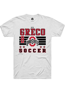 ava greco White Ohio State Buckeyes NIL Striped Short Sleeve T Shirt