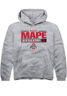 Berkley Mape Rally Youth Grey Ohio State Buckeyes NIL Stacked Box Long Sleeve Hooded Sweatshirt
