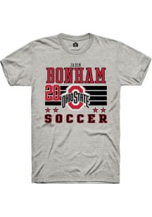 Jadin Bonham Ash Ohio State Buckeyes NIL Striped Short Sleeve T Shirt