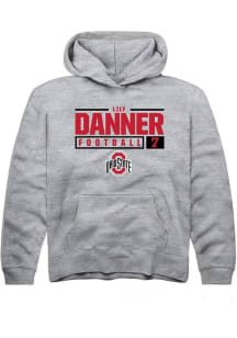 Lily Danner Rally Youth Grey Ohio State Buckeyes NIL Stacked Box Long Sleeve Hooded Sweatshirt