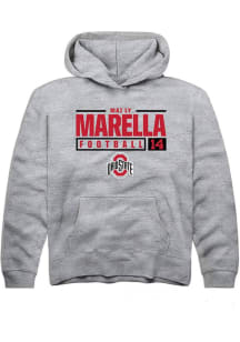 Mai Ly Marella Rally Youth Grey Ohio State Buckeyes NIL Stacked Box Long Sleeve Hooded Sweatshir..
