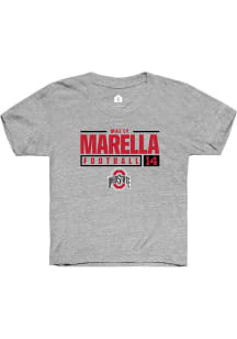 Mai Ly Marella Rally Youth Grey Ohio State Buckeyes NIL Stacked Box Short Sleeve T-Shirt