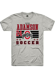 Tatum Adamson Ash Ohio State Buckeyes NIL Striped Short Sleeve T Shirt