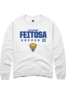 Guilherme Feitosa Rally Mens White Pitt Panthers NIL Stacked Box Crew Sweatshirt