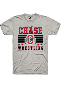 Daxton Chase  Ohio State Buckeyes Ash Rally NIL Striped Short Sleeve T Shirt