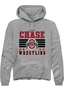 Daxton Chase  Rally Ohio State Buckeyes Mens Grey NIL Striped Long Sleeve Hoodie