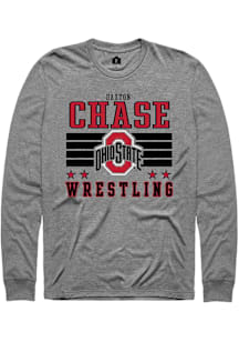 Daxton Chase  Ohio State Buckeyes Grey Rally NIL Striped Long Sleeve T Shirt