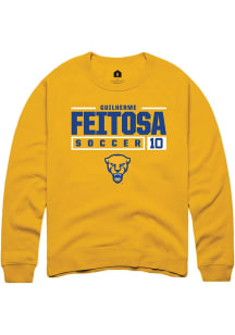 Guilherme Feitosa Rally Mens Gold Pitt Panthers NIL Stacked Box Crew Sweatshirt