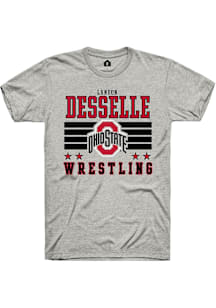 Landon Desselle  Ohio State Buckeyes Ash Rally NIL Striped Short Sleeve T Shirt