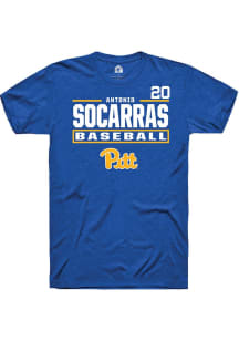 Antonio Socarras Blue Pitt Panthers NIL Stacked Box Short Sleeve T Shirt