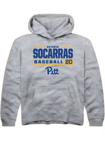Antonio Socarras Rally Youth Grey Pitt Panthers NIL Stacked Box Long Sleeve Hooded Sweatshirt