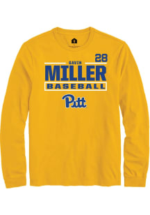 Gavin Miller Rally Mens Gold Pitt Panthers NIL Stacked Box Tee
