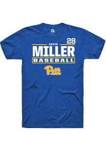 Gavin Miller Blue Pitt Panthers NIL Stacked Box Short Sleeve T Shirt
