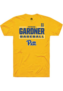 Patrick Gardner Gold Pitt Panthers NIL Stacked Box Short Sleeve T Shirt