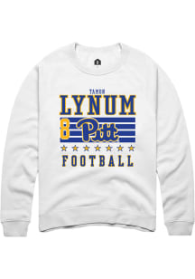 Tamon Lynum Rally Mens White Pitt Panthers NIL Striped Crew Sweatshirt