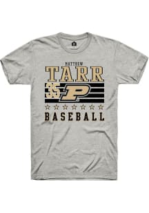 Matthew Tarr Ash Purdue Boilermakers NIL Striped Short Sleeve T Shirt