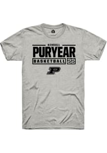 Kendall Puryear Ash Purdue Boilermakers NIL Stacked Box Short Sleeve T Shirt