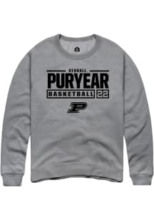 Kendall Puryear Rally Mens Graphite Purdue Boilermakers NIL Stacked Box Crew Sweatshirt