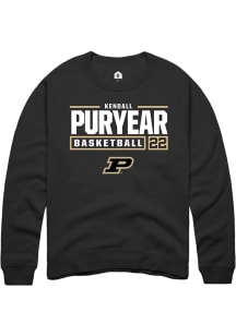 Kendall Puryear Rally Mens Black Purdue Boilermakers NIL Stacked Box Crew Sweatshirt