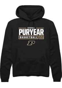 Kendall Puryear Rally Mens Black Purdue Boilermakers NIL Stacked Box Hooded Sweatshirt