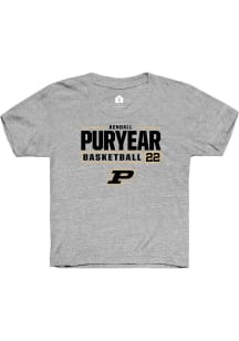 Kendall Puryear Rally Youth Grey Purdue Boilermakers NIL Stacked Box Short Sleeve T-Shirt
