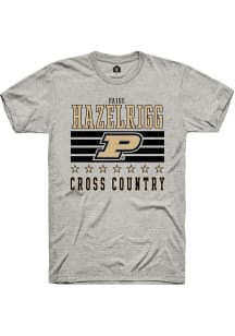 Paige Hazelrigg Ash Purdue Boilermakers NIL Striped Short Sleeve T Shirt